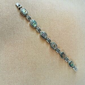 Vintage Silver Bracelet with Abalone Inlay